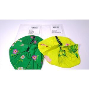 Cynthia Rowley Floral XL Scrunchie Ponytail Holder Yellow Green NWT 38 Ea Set  2